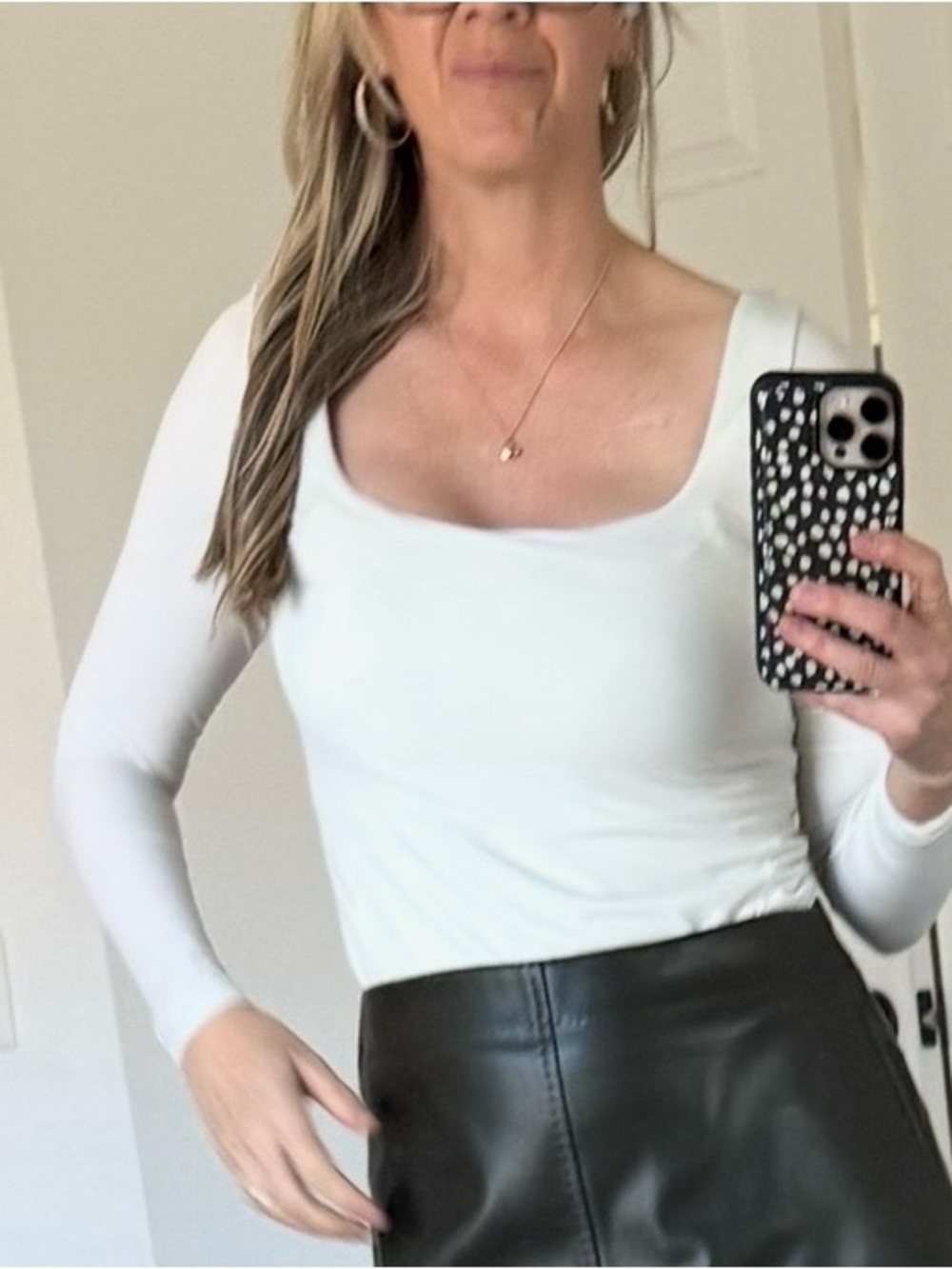 lululemon athletica White Long-Sleeve Scoop Neck Bodysuit
